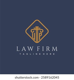 UP initial monogram logo for lawfirm with pillar in creative square design