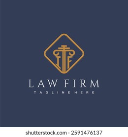 IF initial monogram logo for lawfirm with pillar in creative square design