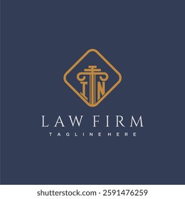 IN initial monogram logo for lawfirm with pillar in creative square design