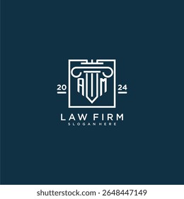 AM initial monogram logo for lawfirm with pillar design in creative square