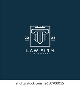 Logotipo do monograma inicial de TI para escritório de advocacia com design de pilares na praça criativa