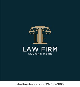 OF initial monogram logo for lawfirm with scale vector design