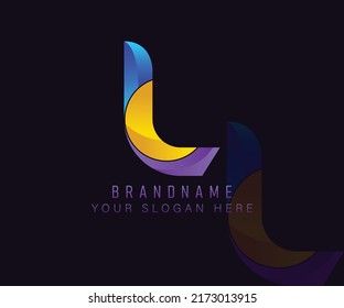 Initial monogram logo letter L with gradient blue yellow and purple color template. Vector design template elements for your company and corporate identity.