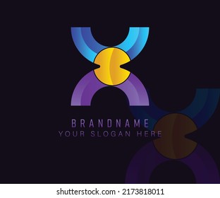 Initial monogram logo letter X with gradient blue yellow and purple color template. Vector design template elements for your company and corporate identity.