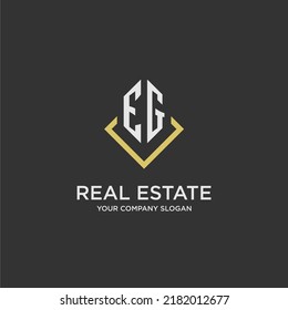 EG initial monogram logo for real estate with polygon style