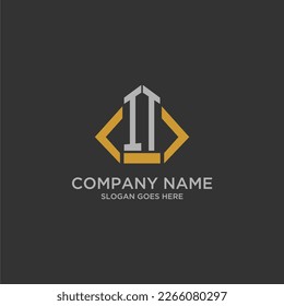 IT initial monogram logo for real estate with building style