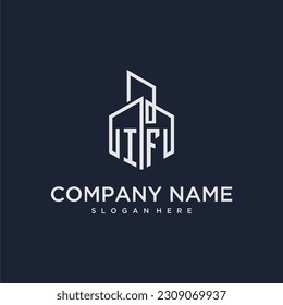 IF initiales Monogramm-Logo für Immobilien mit Baustil