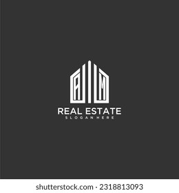 AM initial monogram logo for real estate with home shapes creative design