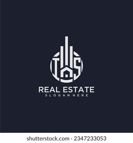 Logo de monograma inicial de IS para bienes raíces con vector de diseño de círculo creativo