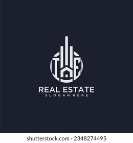 logotipo de monograma inicial IE para bienes raíces con vector de diseño de círculo creativo