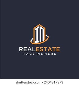 IN initial monogram logo real estate with building style design vector