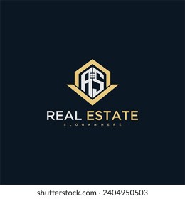 AS initial monogram logo for real estate with home shape creative design