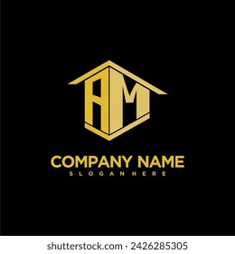 AM initial monogram logo for real estate with creative building style design