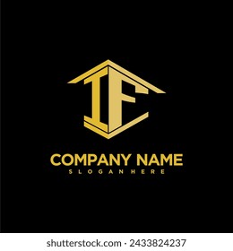 IF logotipo inicial del monograma para los bienes raíces con el diseño creativo del estilo del edificio