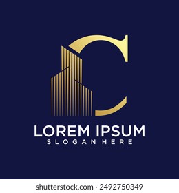 initial monogram logo for real estate with home shape creative design