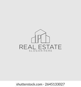 Logotipo do monograma inicial da UP para imóveis com estilo de construção de luxo