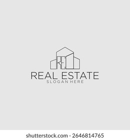 Logotipo do monograma inicial RE para imóveis com estilo de construção de luxo