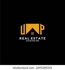 Logotipo inicial del monograma de UP para los bienes raíces con diseño casero creativo