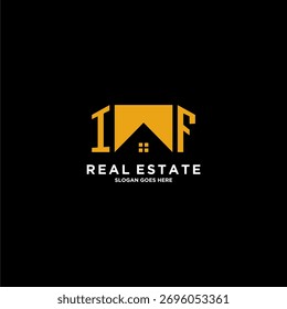 Logotipo inicial del monograma del IF para las propiedades inmobiliarias con diseño casero creativo