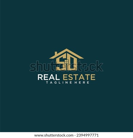 SO initial monogram logo for real estate with home shape creative design