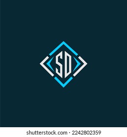 SO initial monogram logo with square style design