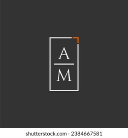 AM initial monogram logo for technology with square style design
