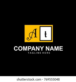 AT initial monogram logo,with black background