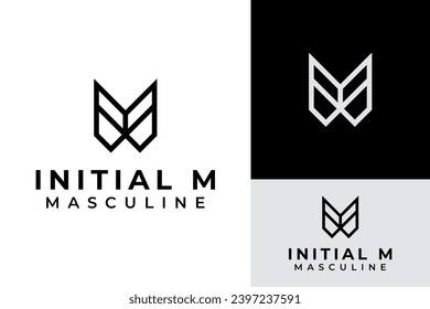 Initial Monogram M W Man Male Men Masculine Mature Monochrome Logo Design Branding Template