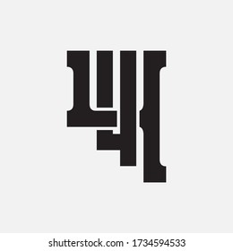 Initial monogram number 4 or 44 overlapping, interlock, monogram logo, black color on white background