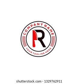 Initial / Monogram R with knife for Restaurant logo designs inspiration