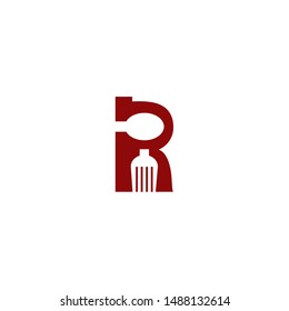 Initial / Monogram R with Spoon / Fork for Restaurant logo with modern concept design, flat icon template. vector illustration