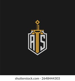 O monograma inicial da imagem em estilo escudo e espada