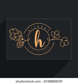 Initiales Monogramm in einfachem Linienblumenrahmen