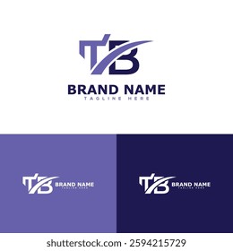  Initial monogram TB T B Logo Design with 3 Different Colors in letter Style Design
