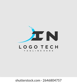 IN initial monogram for technology logo design