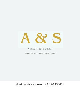 AS initial monogram wedding, Wedding Calligraphy logo design, Print