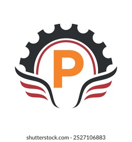  Initial Motorcycle Club Community Logo Combine With Letter P Vector Template