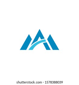 initial A mountain logo design icon vector