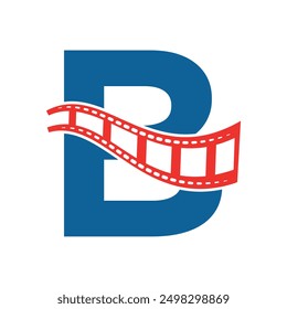 Initial movie film Logo combine with letter B vector