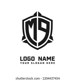 Initial MP abstract shield logo template vector