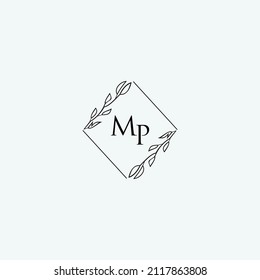 Initial MP beauty elegant logo design floral template illustration