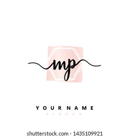 Initial MP beauty handwriting logo vector