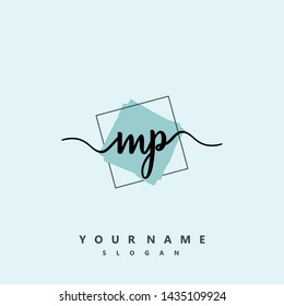 Initial MP beauty handwriting logo vector