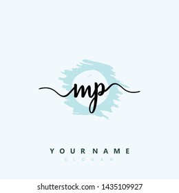 Initial MP beauty handwriting logo vector
