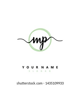 Initial MP beauty handwriting logo vector