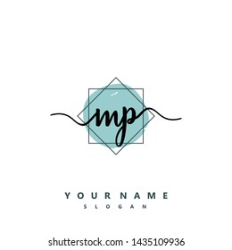 Initial MP beauty handwriting logo vector