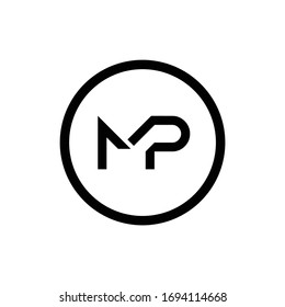 Plantilla vectorial de diseño del logotipo de la letra MP inicial. Diseño del logotipo de la letra abstracta MP