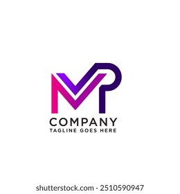 Plantilla inicial del Vector del diseño del logotipo de la letra del MP. Letra Abstractas MP logo Design