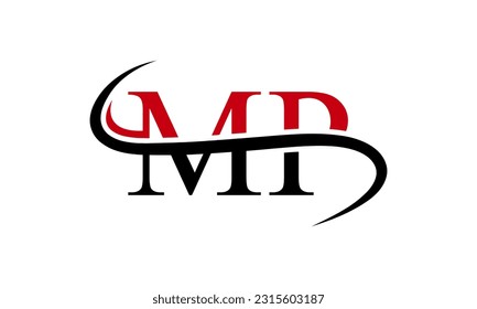 Logotipo inicial de la letra MP con plantilla de vectores gráficos de diseño Swoosh para identidad de empresa y empresa.