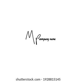 Initial Mp logo handwriting vector